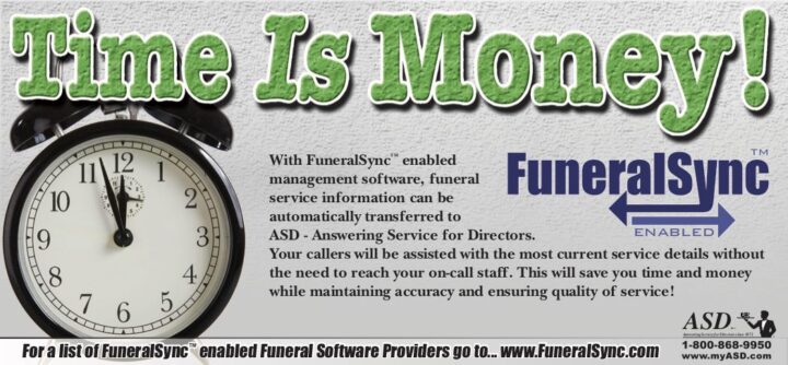 Advertisement ASD published in 2009 promoting FuneralSync