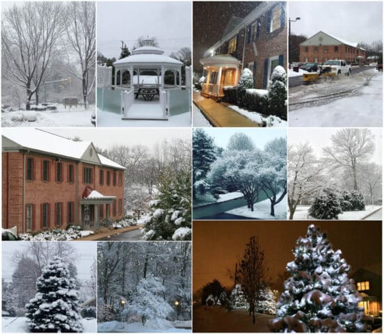 ASD building surrounded by snow after a series of snowstorms in 2018.